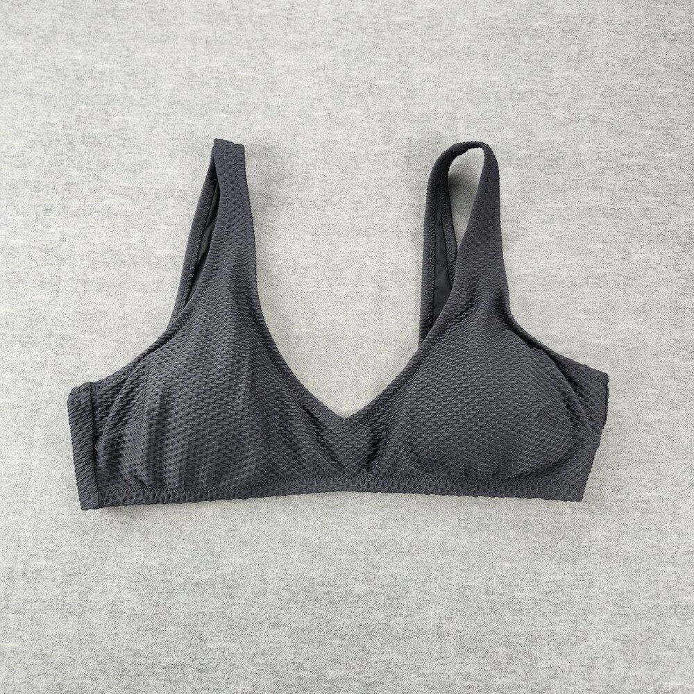 Aerie Bikini Top Scoop Black size XL Crinkle NWT